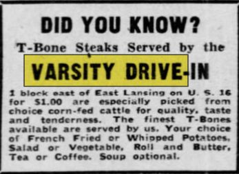 Varsity Drive-In (Los Tres Amigos) - Jan 1950 Ad